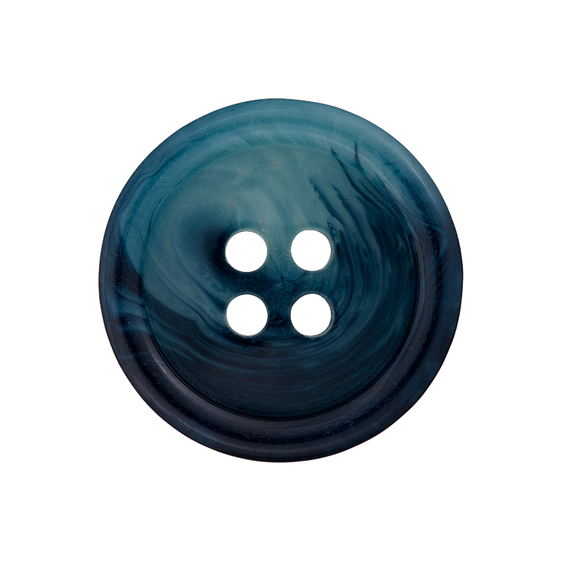 Knopf Polyesterknopf 28 mm 4-Loch blau - Union Knopf by Prym Stoff Ambiente