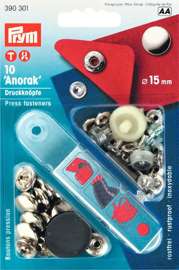 Druckknöpfe Anorak 15 mm silber 390301 - Prym Stoff Ambiente