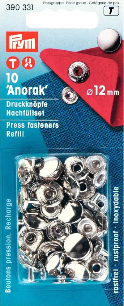 Druckknöpfe Nachfüller Anorak 12 mm silber 390331 - Prym Stoff Ambiente