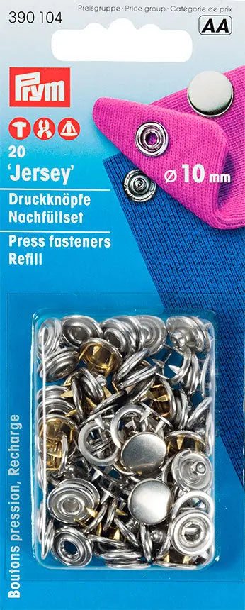 Druckknöpfe Nachfüller Jersey 10 mm Kappe silber 390104 - Prym Stoff Ambiente