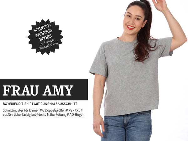 Schnittmuster Papierschnittmuster Frau Amy Boyfriend T-Shirt Damen XS-XXL - Studio Schnittreif Stoff Ambiente