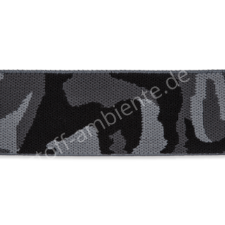 Gummiband Elastic Band weich 40 mm Camouflage grau schwarz - Union Knopf by Prym Stoff Ambiente