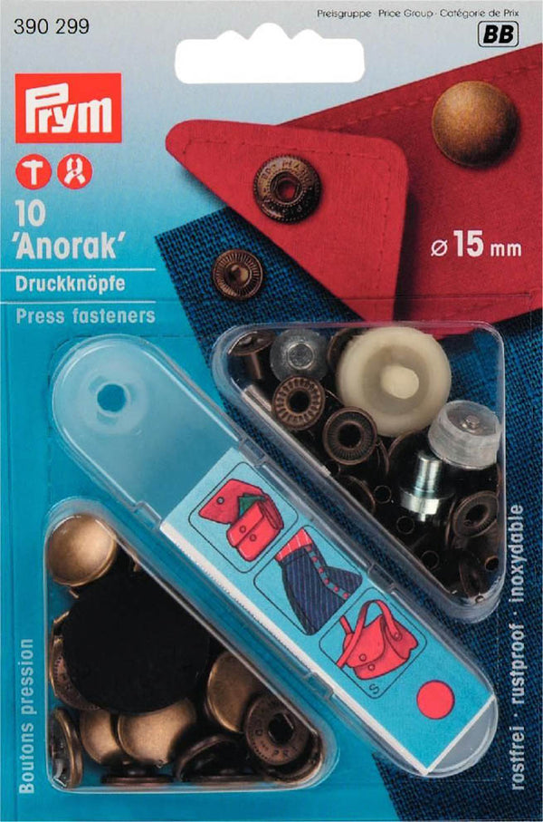 Druckknöpfe Anorak 15 mm altmessing 390299 - Prym Stoff Ambiente