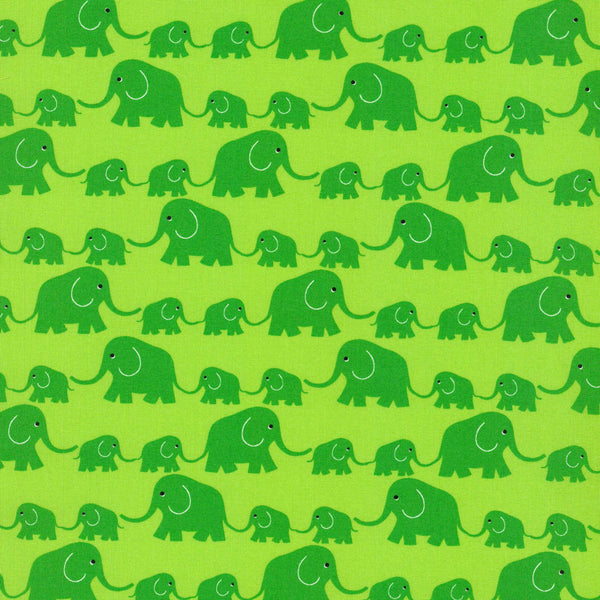 Baumwollstoff Druckstoff Junge Linie Elefanten grün kbA - Westfalenstoffe Stoff Ambiente
