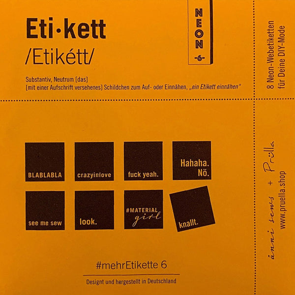 Mehretikette Label von Prülla & Änni Sews Edition Nr. 6 neon - Prülla Stoff Ambiente