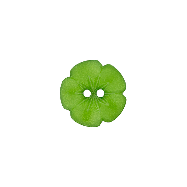 Knopf Polyesterknopf Blume 2-Loch 15 mm grün - Union Knopf by Prym Stoff Ambiente