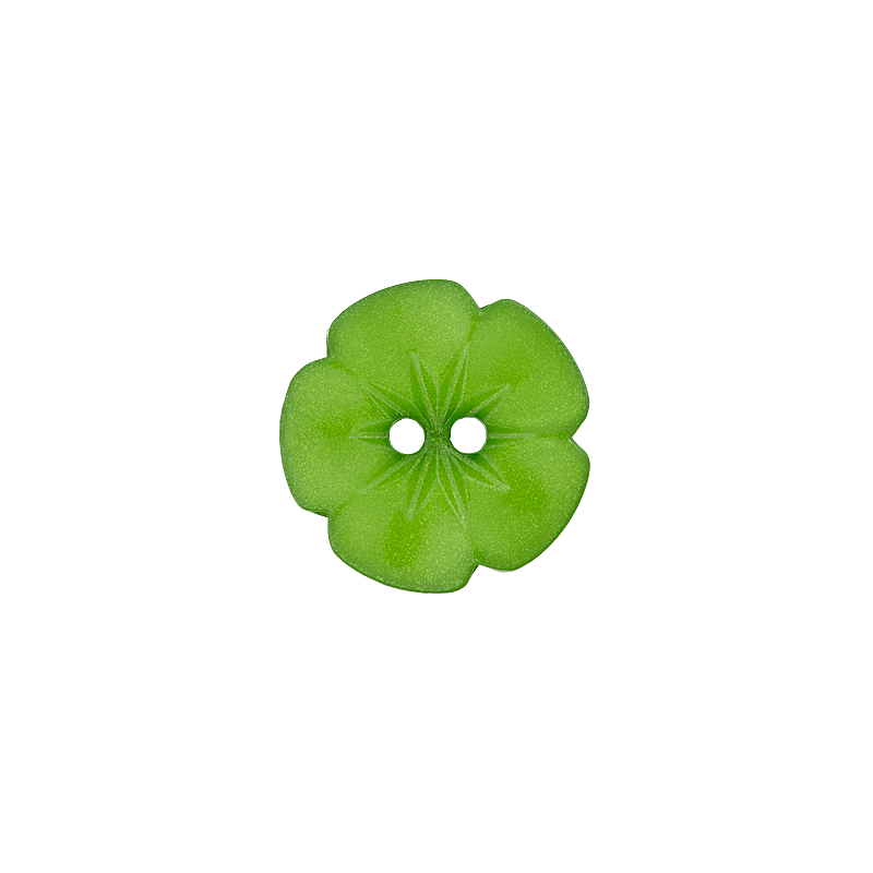 Knopf Polyesterknopf Blume 2-Loch 15 mm grün - Union Knopf by Prym Stoff Ambiente